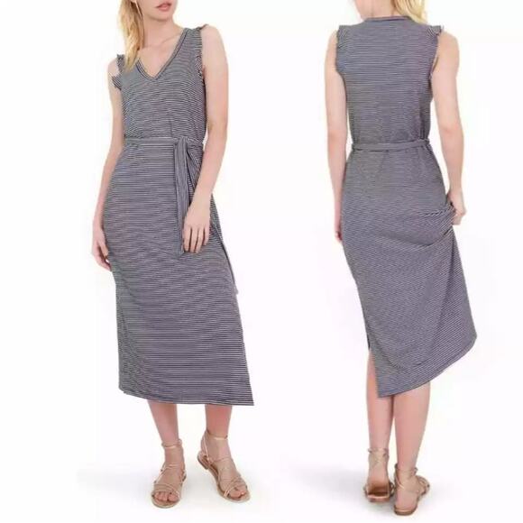 Paige Striped Ruffle Ravyn Midi Dress Size M NWT - Picture 1 of 11